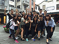 Students of CUHK and Fudan University pose for a group photo in Xintiandi, Shanghai (Photo Credit: Mr Isaac Wong)